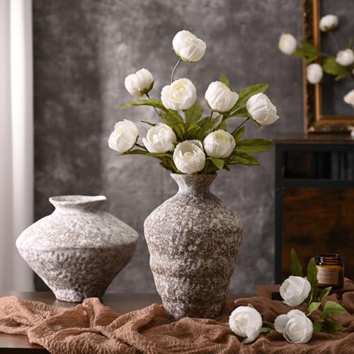 Waipfaru 12 Pcs Faux Peonies Artificial Flowers for Vase, 27" Fake Silk Peonies Flowers for Wedding, Vase Filler White Flowers for DIY Bouquets Centerpieces Bridal Shower Office Decor - color: White, size: 12Pcs