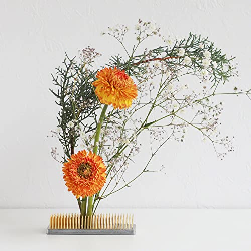 Wazakura Japanese Ikebana Kenzan Long Rectangular Flower Holder 4.7" (120mm), Made in Japan Floral Arranging Pin Frog Tool - (4.7" (120mm) Long Rectangular Brass Kenzan - color: 4.7" (120mm) Long Rectangular Brass Kenzan