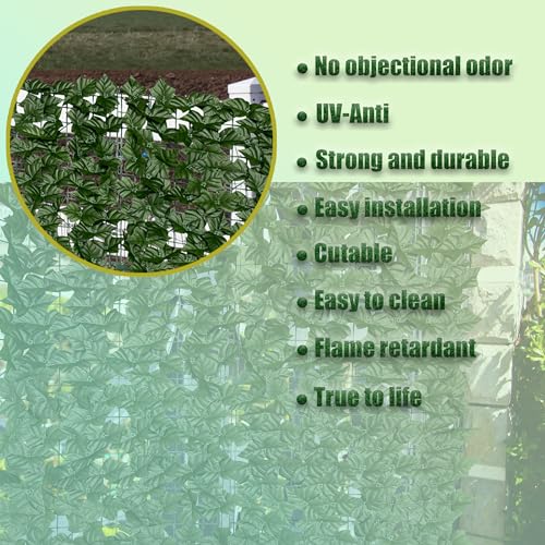 Artificial Ivy Privacy Fence Screen, 128 "x 48" (43 Sqft) Anti-Ultraviolet Artificial Hedge Grass Wall, Used for Indoor and Outdoor Green Background, Garden Greening Decoration - color: Ivy vines, size: 48"x128"