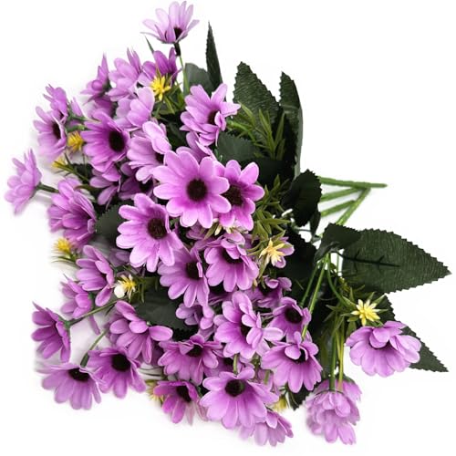 Artificial Daisy Silk Realistic Wildflowers Bouquet, Fake Flowers Daisies Bunches Plants for Outdoors decoration Indoor Vase Fill Table Centerpieces Arrangements Wedding Garden Décor Fuchsia 4 Pack - color: Daisy - Fuchsia - 4 Bundles