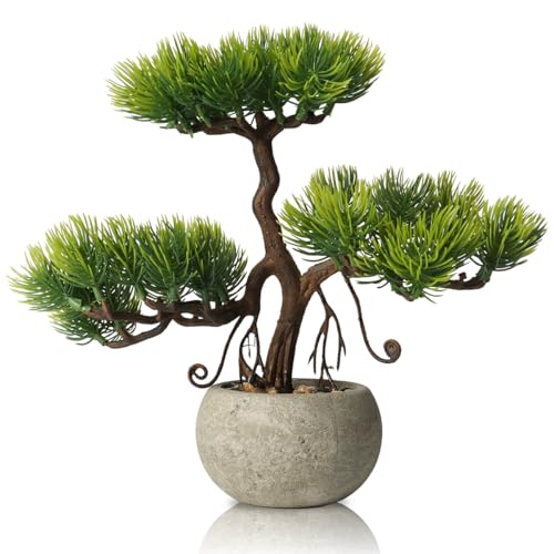 TOARTi Artificial Bonsai Tree Potted Plant with Pot, 10" Tall Small Fake Potted Faux Plant Desk Decor, Realistic Decorative Plants Indoor Shelf Decor for for Home Bedroom Bathroom Office Desk - color: Bonsai Tree -Small 10''