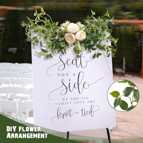 Artificial Plants Greenery Eucalyptus Stems Branches Plant for Home Decor，Faux Rustic Ficus Leaf Floral for Indoor Table Bathroom Bedroom Kitchen Decoration,Real Plastic Eucalytus Wedding Dcor（4PCS) - color: 32""green 4pcs