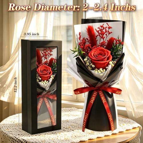 Preserved Flowers for Delivery,Red Rose Bouquet Gift for Women and Mom,Preserved Flowers Bouquet,Birthday Flowers Gifts for Her Grandma Wife Friends,Roses Gift Valentine’s Day Mothers Day Anniversary - color: Red-bouquet
