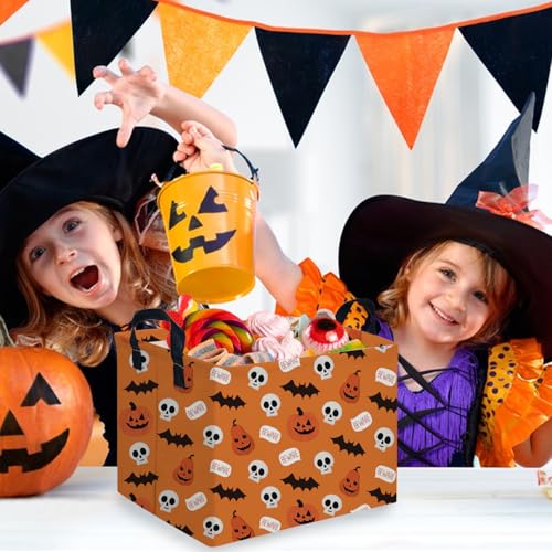 Halloween Ghost thriller basket,Empty Halloween basket,Horror and thriller decor,Trick or Treat Box for Boys and Girls,Horror decor(Bat pumpkin) - color: Bat pumpkin
