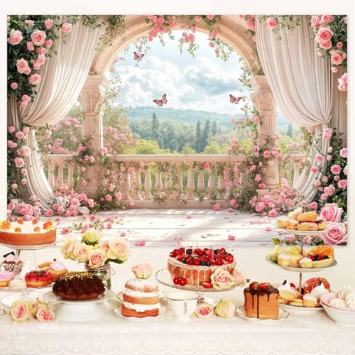 6X4ft Pink Floral Photography Backdrop, Retro Flowers Photography Backdrop Dreamlike Wedding Portrait Photo Background Wedding Birthday Party Background Banner Decor, Pink-1 - color: Pink-1, size: 6x4ft