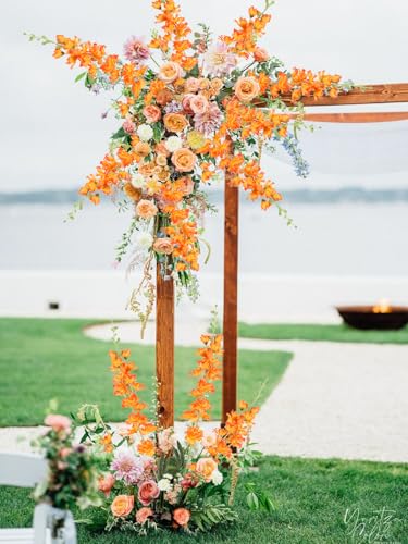 Orange Delphinium Artificial Flowers,8PCS Long Stem Silk Larkspur Flowers 33.5'' Faux Delphinium Stems for Tall Vase Home Wedding Table Decor(Orange) - color: Orange