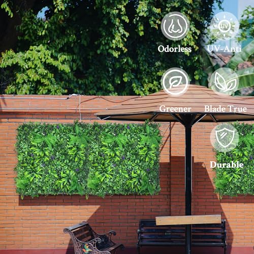 ODTORY Artificial Greenery Wall Panels: 40'' x 120'' UV-Anti Faux Greennery Grass Wall Privacy Backdrop Fence Screen for Garden Fence Covering Privacy, Outdoor Indoor Home Decor - size: 40 X 120 IN