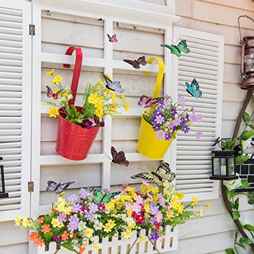 24 Pcs Monarch Butterfly Decorations 4 Size Artificial Monarch Feather Fake Butterfly Picks Crafts with Wire for Wall Flower Pot Spring Floral Party Home Decor(Fresh Colors) - color: Fresh Colors