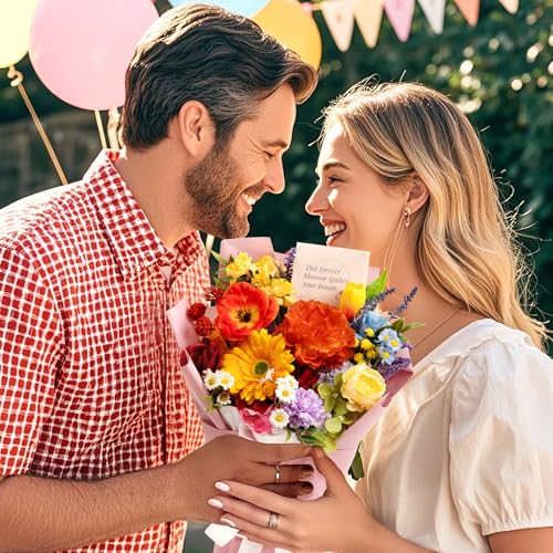 TINGE TIME Preserved Flowers Bouquet, Rainbow Fake Flowers Bouquet, Aritifical Roses Bouquet for Wedding, Table Centerpieces, Valentines, Mothers Day, Birthday Gifts, Anniversary, Engagement - color: Rainbow