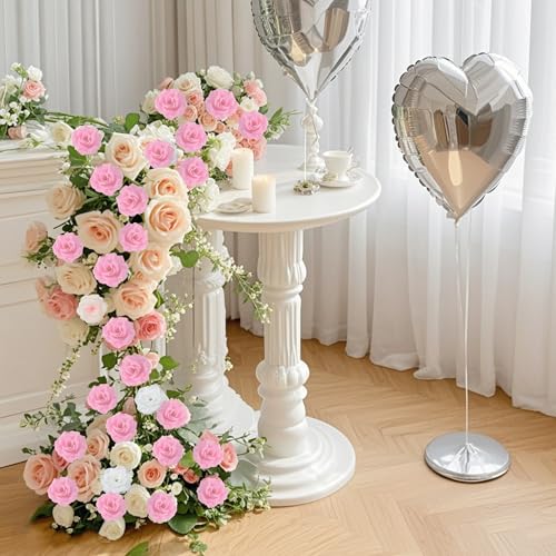 Rose Artificial Flowers, 50Pcs Pink Roses Head Flowers Bulk with Stem, 3 Inches Silk Rose Fake Flower Head for Wedding Party Home Decor DIY Baby Shower Centerpieces Tables Decoration(Light Pink) - color: Light Pink