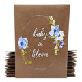 Digital Voyager Baby Shower Party Favors for Guests - Baby in Bloom Seed Packets - Blue Floral Accents and Greenery - Dark Brown - Already Filled - Pack of 20 - color: Blue