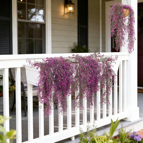 RECUTMS Artificial Hanging Leaves Plants 6Pcs Indoor Fake Flower Swags Faux Vines Ivy Leaves Plastic Greenery Resistant Plastic for Wall Wedding Party Porch Garden Decoration(Fuchsia) - color: Fuchsia-6pcs