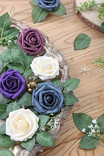 Floroom Artificial Flowers 50pcs Real Looking Champagne Foam Fake Roses with Stems for DIY Wedding Bouquets Bridal Shower Centerpieces Floral Arrangements Party Tables Home Decorations - color: Champagne, size: 50Pcs