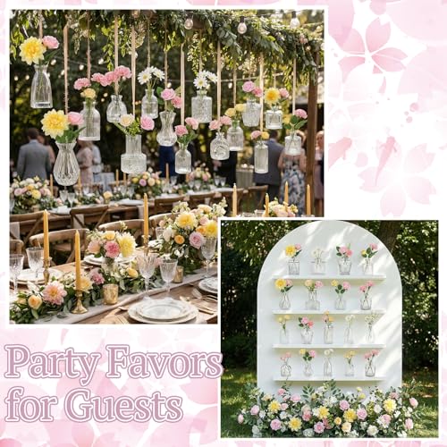 36 Pcs Artificial Flowers Table Centerpiece with Vases Colorful Wildflower Centerpieces Silk Flower Arrangement for Wedding Baby Shower Table Centerpieces Party(Warm Tone,Clear) - style: Warm Tone