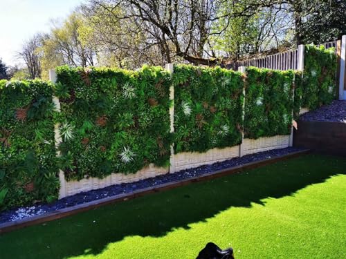 ULAND Artificial Plant Wall Panels, 1pc 40"x40" Greenery Grass Wall Backdrop Decoration, Faux Ivy Leaves Outdoor Privacy Fence Covering - color: B052