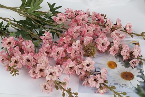IPOPU Pink Artificial Delphinium Flowers 33.5" Long Stem Artificial Flowers Vintage Pink Fake Flowers for Wedding Centerpieces for Home Tables Party Decor（Vintage Pink） - color: 5pcs-vintage Pink