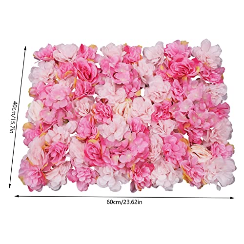 Flower Wall Panel Floral Backdrop, 6 Pcs Flower Wall Decor, 24" X 16" Silk Rose Wall, Artificial Flower Wall Backdrop Faux Flower Panel for Wedding, Party, Home (Dark Pink+Rose Red) - color: Dark Pink+rose Red