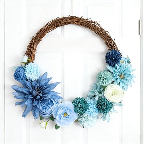 Blue Silk Flowers, Artificial Flower Combo Box Set with Stems for Bridal Wedding Bouquets, Table Centerpieces Decor, Floral Arrangement Home Decor - color: Blue