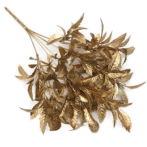 PASYOU Artificial Plants for Christmas Decor, Plastic Grass Fake Shrubs Simulation Leaves Indoor Outdoor Home Garden Planter Filler Party Hotel Verandah Wedding Faux DIY Decoration - Gold 4 Pack - color: Gold Grass - 4 Pack