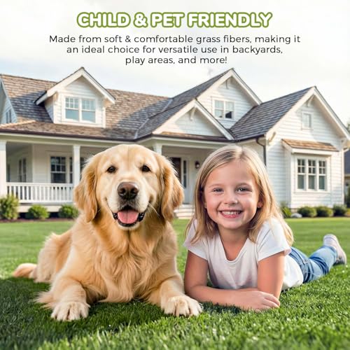 Artificial Grass Rug Indoor Outdoor, 6 x 10FT Faux Grass Turf with Drainage Holes, Realistic Artificial Lawn Rug Dog Pets Mat, Turf Carpet for Garden Lawn Landscape Balcony Patio Backyard Decor - size: 6 ft x 10 ft = 60 Square ft