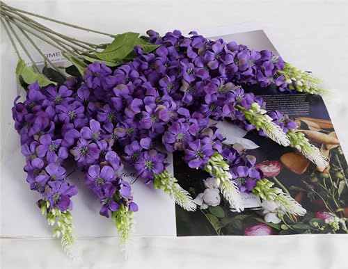 IPOPU 8PCS Snapdragon Artificial Flowers Purple Delphinium Artificial Silk Flowers Long Stem Hyacinths Fake Flowers for Wedding Home Outdoor Floral Arrangements Centerpieces Table Decorations (Purple) - color: Purple