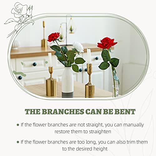ZMZQ&flw Red Roses Artificial Flowers 12PCS, Real Touch Silk Flowers, Realistic Single Fake Flower with Stems Leaves - color: Red 12pcs
