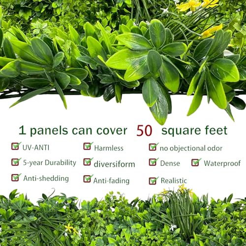 ODTORY Artificial Plant Wall Roll: 60 X 120 in (50 sqft) UV-Anti Ivy Privacy Fence Screen Faux Greenery Panels Backdrop Boxwood Ivy Vine Leaf Hedge for Indoor Outdoor Green Decor - size: 5 ft x 10 ft- Vine Leaf