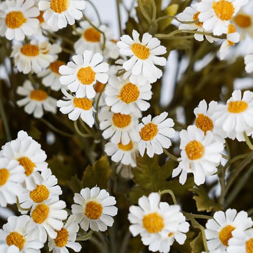 Melorca&Guilla Artificial Flowers Fake Flowers,6PCS 20" Faux Floral Stems for Vase, Artificial Flowers Faux Flower Arrangements for Wedding Party Shop Garden Office Home Décor - color: White Chamomile