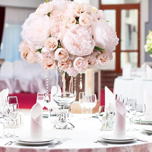 XunYee 85 Pcs Pink Artificial Peonies Faux Silk Flowers Bulk for Vase Spring Vintage Faux Peony Bouquet Florals Stems Arrangements for Wedding Table Centerpiece Farmhouse Birthday Vase Filler - color: Pink
