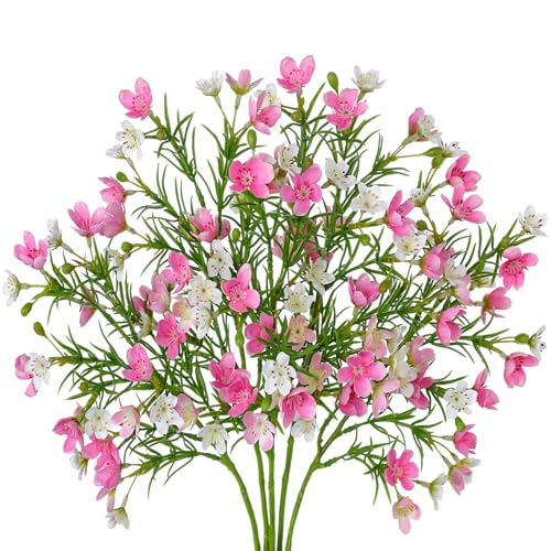 Wildflowers Artificial Flowers 18 inch Silk Spring Flowers Summer Flower Bouquet for Home Wedding Party Table Centerpieces Floral Arrangements 5 Pack, Pink - color: Pink