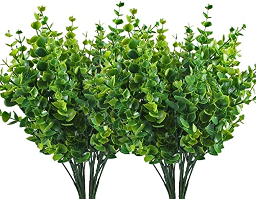 CATTREE Artificial Shrubs Bushes, Plastic Eucalyptus Leaves Fake Green Plants Wedding Indoor Outdoor Home Garden Verandah Kitchen Office Table Centerpieces Arrangements Christmas Decoration 5 pcs - color: Eucalyptus Grass 5pcs