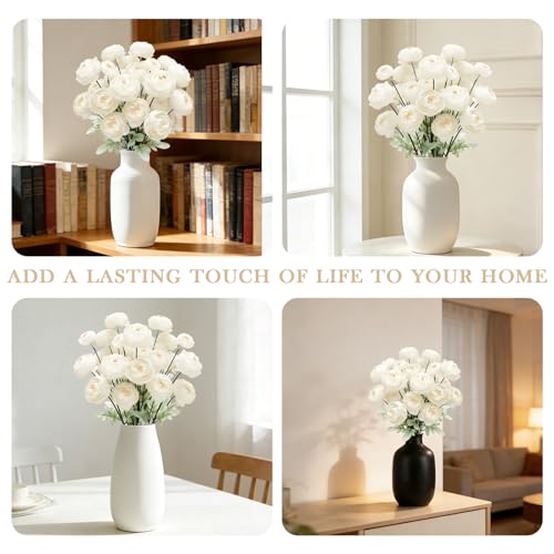 Artificial Silk Peony Fake Flowers,6PCS Artificial Faux Peonies Bulbs with 24 Silk Heads for Indoor Outdoor DIY Bouquets Wedding Centerpieces Home Decoration - color: Ivory