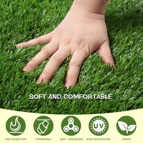 Heyroll Artificial Grass Thick Turf Rug 3 ft x 9 ft, 35MM Outdoor Indoor Fake Grass Mat, Astro Turf Lawn for Dogs Pets, Synthetic Grass Rug with Drainage Holes & Rubber Backing/Custom Size - size: 3FTx9FT