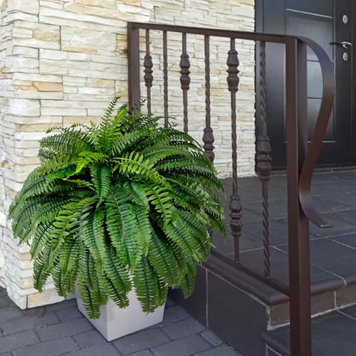 48" Fake Ferns, Ferns Artificial Plants Large, Artificial Boston Fern, Faux Fern for Outdoors Planter Realistic UV Resistant Fake Bush Plants Greenery with 88 Fronds, 1 Pcs