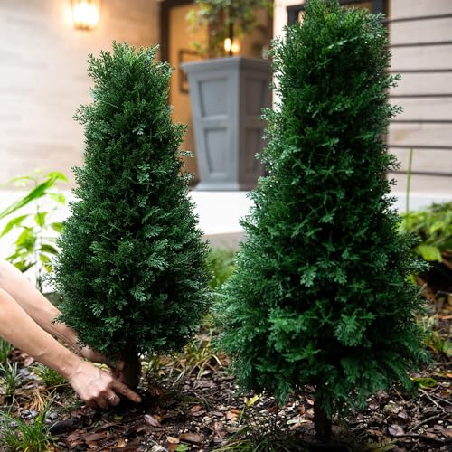 Nearly Natural 3ft. UV Resistant Artificial Cedar Plant with Integrated Ground Stake (Indoor/Outdoor) - Set of 2 - size: 3ft.