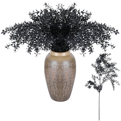 Giegxin 40" Halloween Black Flowers Branches Fake Artificial Faux Flowers Stems 4 Bundles Gothic Black Branches Curly Twig Picks for Vase Wreath DIY Bouquets Hanging Planter Home Office Centerpieces