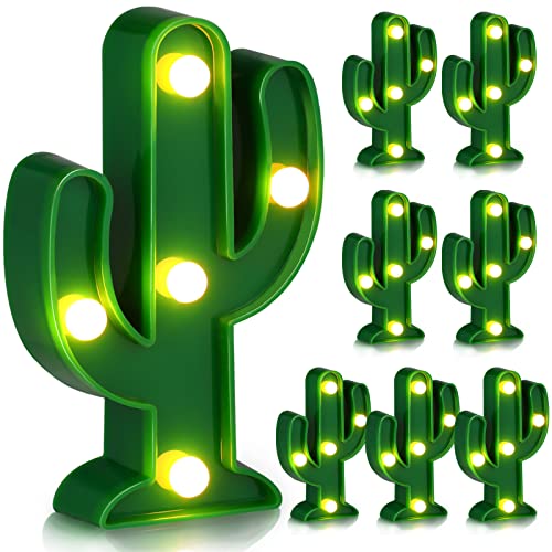 Kathfly 8 Pcs LED Cactus Light Cactus Centerpiece for Table Mexican Lamp Decor Table Party Decoration Mexican Theme Birthday Party Night Lamp for Home Garden Cinco De Mayo Decor(2.76 x 4.72 x 0.98 In) - size: 2.76 x 4.72 x 0.98 In