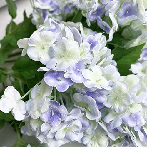 YalzoneMet Artificial Snowball Viburnum 4 Pcs 26.8 in Graduated Blue Small Hydrangea 2 Head Natural Lifelike Real Touch Faux Latex Long Stem Vibernum Flower for Home Decoration Outdoor Wedding Deco - color: Blue