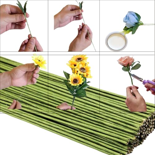50 PCS Floral Wire 2 Gauge Green Floral Paper Wrapped Wire 16 inch/40cm Crafts Florist Stems for Flower Arrangement Supplies Crafts Bouquet Stem Wreath Making (Diameter 2mm) - color: 50 pcs 2Gauge Paper Wrapped Wire 40cm