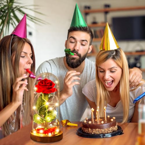 Mothers Day Flowers Roses Gifts for Mom Beauty and The Beast Rose,Red Rose in Glass Dome with 2 Lights Modes, Valentines Flower Gifts for Women Mom Wife Girlfriend on Valentines Anniversary,Birthday - color: Beauty and Beast Brown
