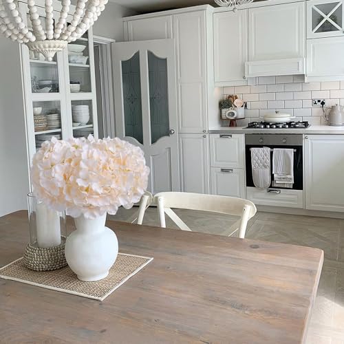 JINWOE 5Pcs Boho Silk Hydrangea Artificial Flowers, 20Inch Large Lifelike Flowers, Full Nature Artificial Hydrangeas with Stems for Indoor Bouquet Table Centerpieces Home Bohemian（Nude&Champagne） - color: Champagne