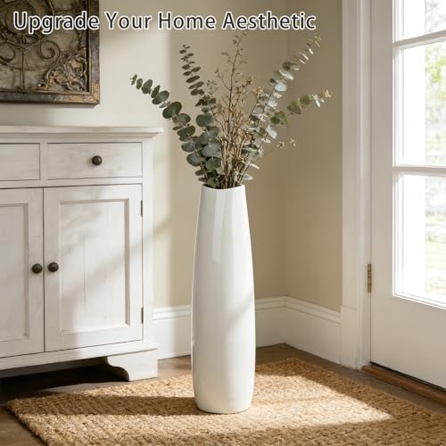 Large Ceramic Floor Vase, White 24" Tall Decorative Vase,Modern Home Decor, Office, Living Room, Kitchen, Bedroom Decoration, Housewarming,Wedding, New Year Gift - color: Shape 1, size: 24 Inch