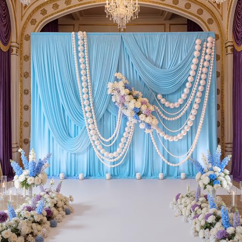 10ft x 10ft Wrinkle Free Baby Blue Backdrop Curtain for Parties, Polyester Blue Photo Backdrop Drapes 2 Panels 5x10ft for Wedding Party Photography Background Baby Shower Birthday Decor - color: Baby Blue, size: 10ftx10ft