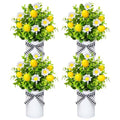 4 Pack Lemon Mason Jar Table Centerpiece, Artificial Lemon Home Centerpieces Fake Lemon Daisy Plants with Faux Leaves for Summer Wedding Farmhouse Office Kitchen Bathroom Dining Table Centerpiece