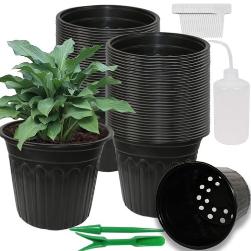 50-Pack 2.5 Gallon Flexible Plastic Plant Pots,Thickened Soft Seed Starting Container for Indoor Outdoor Plants, Seedlings, Vegetables, Succulents and Cuttings - size: 2.5 Gallon