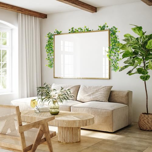RECUTMS Fake Greenery Vines Artificial Vines Outdoor Greenery Wall Vines Green Leaves Decor Plastic Plants for Wedding Bouquet Party Proch Wedding Backyard Arch Outdoor Decor(Yellow) - color: Yellow, size: Ivy Garland