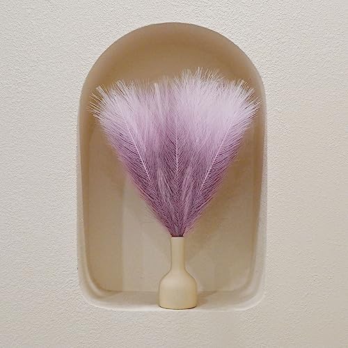 6 PCS Faux Pampas Grass Arrangement - 18"/45cm Artificial Fluffy Pompous Grass Stems for Boho Chic Home and Wedding Decor (Light Purple Gradient) - color: C1- Light Purple Gradient