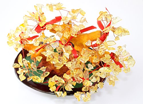Feng Shui Yellow Crystal Gem Stones Money Fortune Tree Bonsai Home Decor Wealth Blessing Gift (Yellow Crystal TRE911) - color: Yellow Crystal Tre911