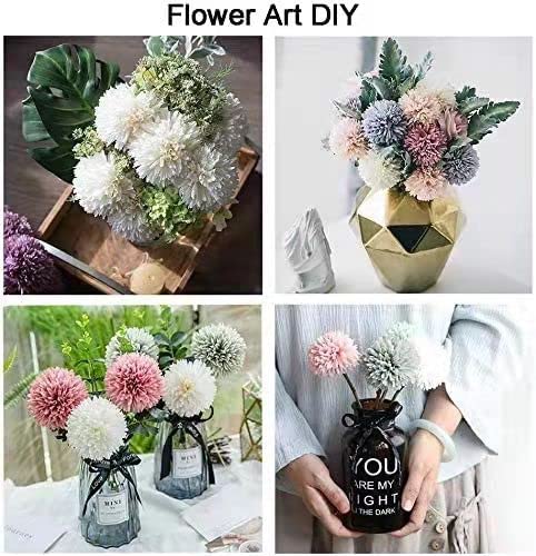 12pcs Blue Green Artificial Flowers Fake Flowers Silk Artificial Chrysanthemum Ball Hydrangea Bridal Wedding Bouquet for Home Garden Party Decor (Blue Green - color: Blue Green，12pcs