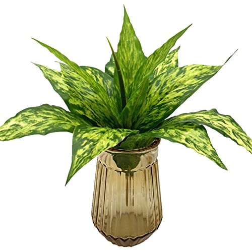 Artificial Agave Fake Plants, Faux Grass Shrubs Plastic Flower Plant for Wedding Party Office Indoor Outdoor Home Yard Garden Greenery Leaves Decor UV Resistant Planter Filler Decoration Yellow 4 Pack - color: Agave Grass/ Yellow / 4 Pack